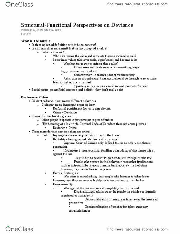 SOCI 2445 Lecture Notes - Lecture 2: Social Disorganization Theory, Gun Control, Zoophilia thumbnail