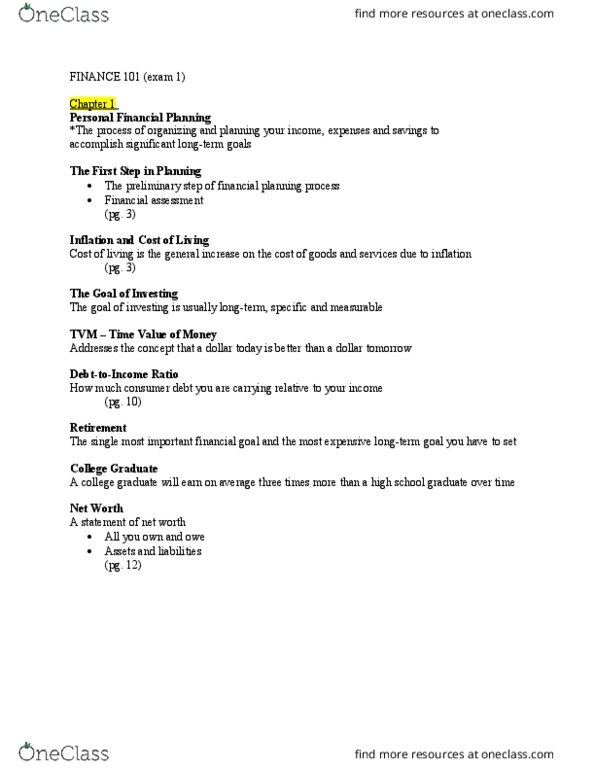 FIN 101 Lecture Notes - Lecture 4: Mutual Fund, Cash Flow, Savings Account thumbnail