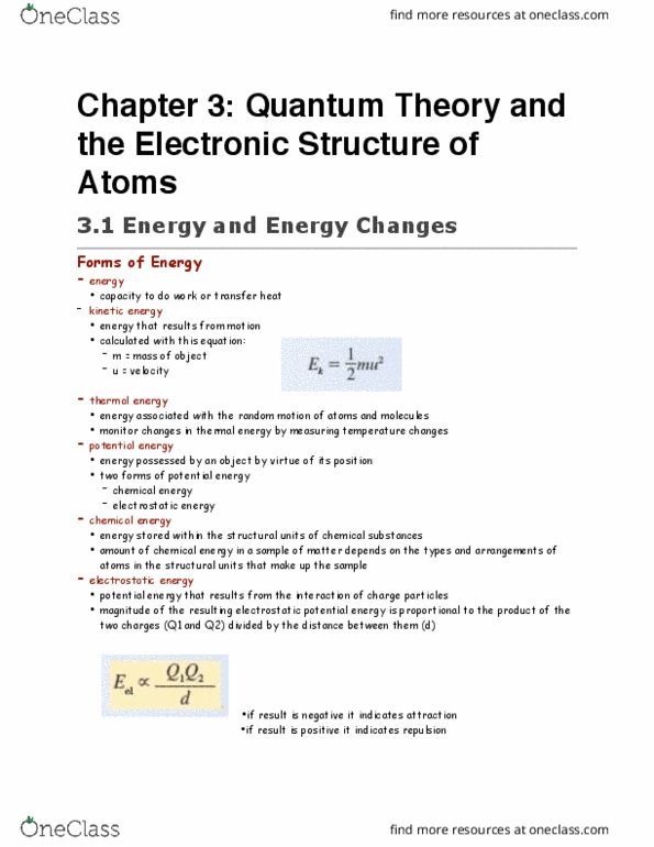 CHEM 1111 Chapter Notes - Chapter 3: Electric Potential Energy, Magnetic Quantum Number, Rydberg Formula thumbnail