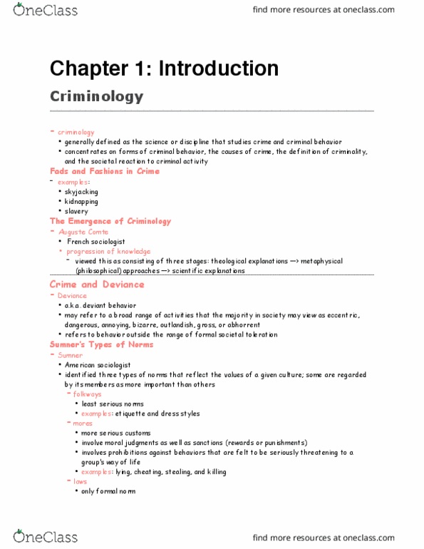 SOC 2136 Chapter Notes - Chapter 1: Malum Prohibitum, Aircraft Hijacking, Auguste Comte thumbnail