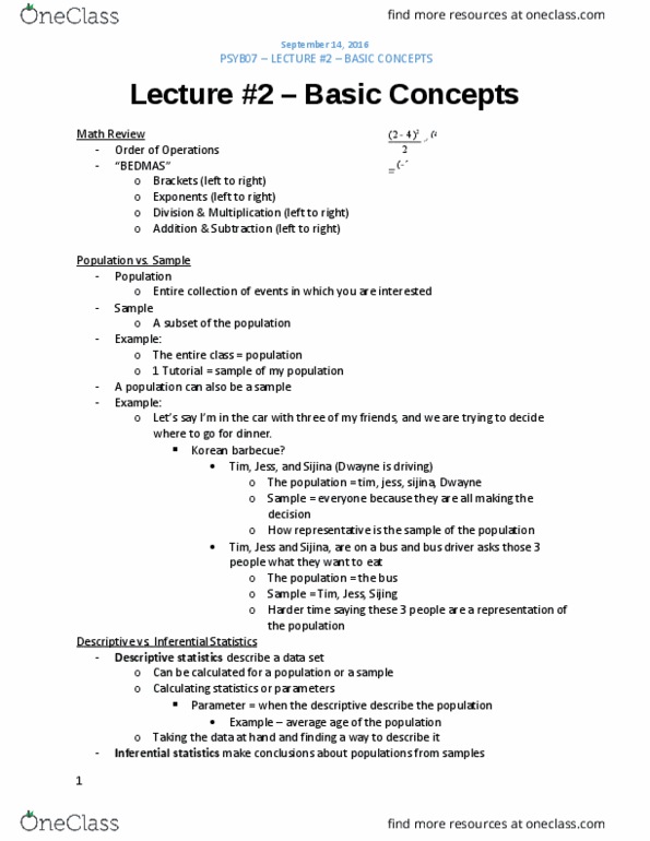PSYB07H3 Lecture Notes - Lecture 2: Shooter Game, Korean Barbecue, Statistical Inference thumbnail