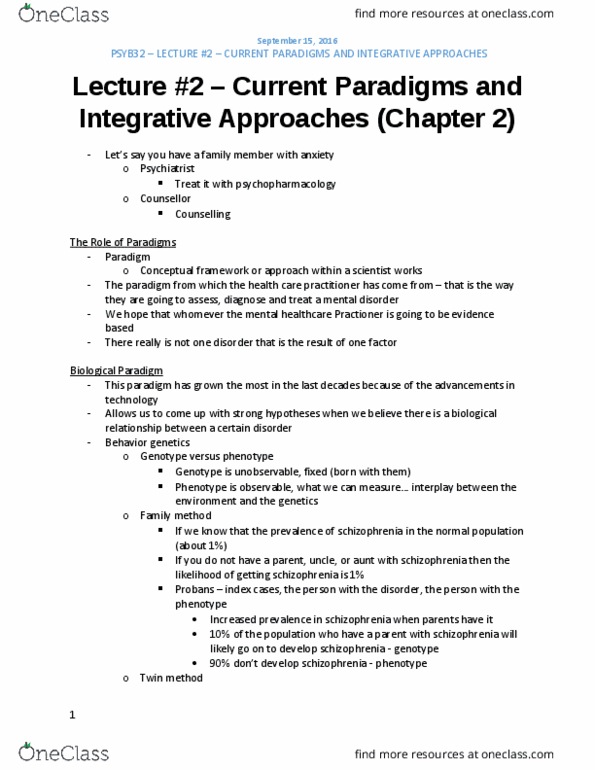 PSYB32H3 Lecture Notes - Lecture 2: Temporal Lobe, Mental Disorder, Clonazepam thumbnail