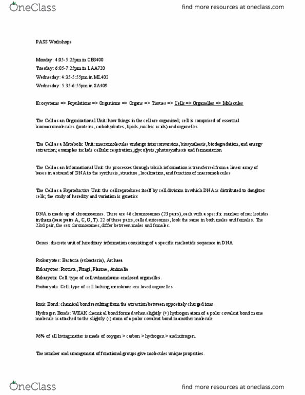 BIOL 1103 Lecture Notes - Lecture 1: Chemical Polarity, Carboxylic Acid, Scleroprotein thumbnail