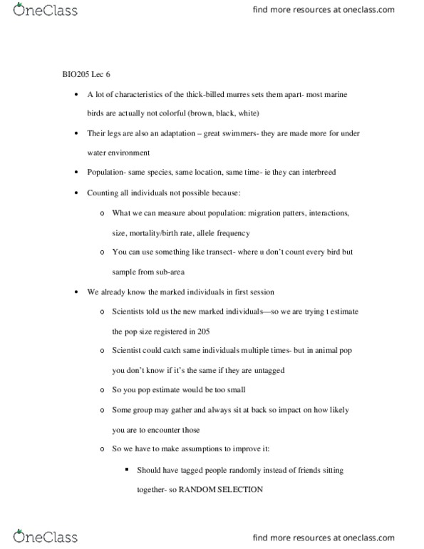 BIO205H5 Lecture Notes - Lecture 6: Transect thumbnail