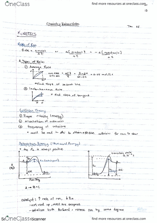 CHEM 154 Chapter 14: Kinetics Notes from High School thumbnail