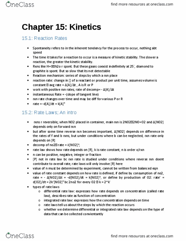 CHM120H5 Chapter Notes - Chapter 15: Haber Process, Reaction Rate, Desorption thumbnail