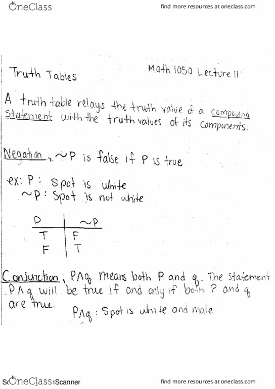 MATH 1050 Lecture 11: Truth Tables thumbnail