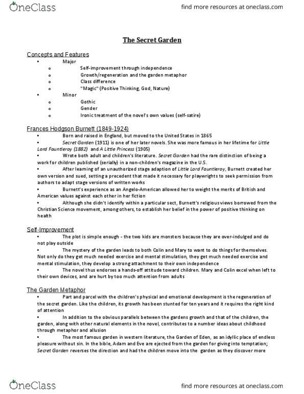 ENG 2110 Lecture Notes - Lecture 9: Doxology, Gothic Fiction thumbnail