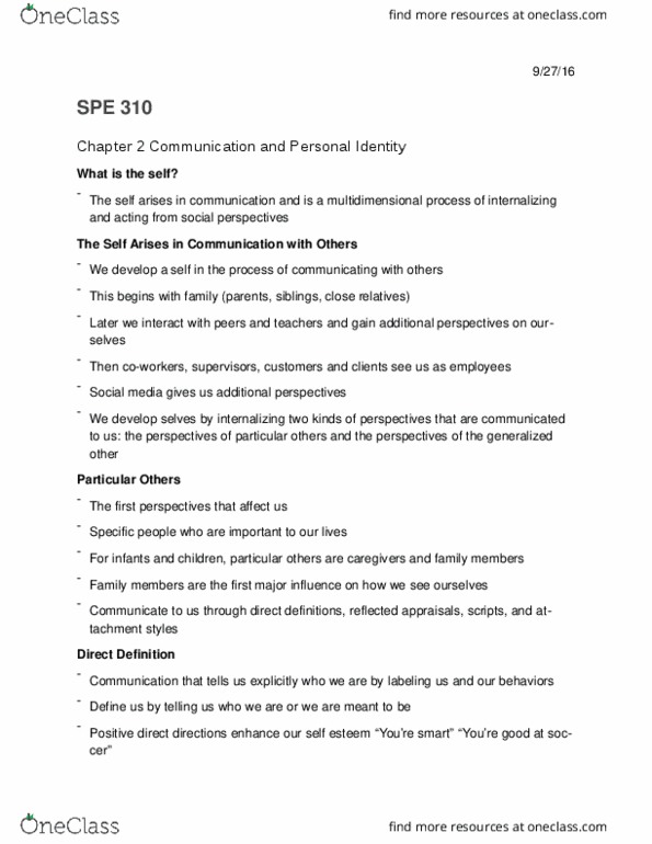 SPE-310 Chapter Notes - Chapter 2: Social Comparison Theory, Rela, System On A Chip thumbnail