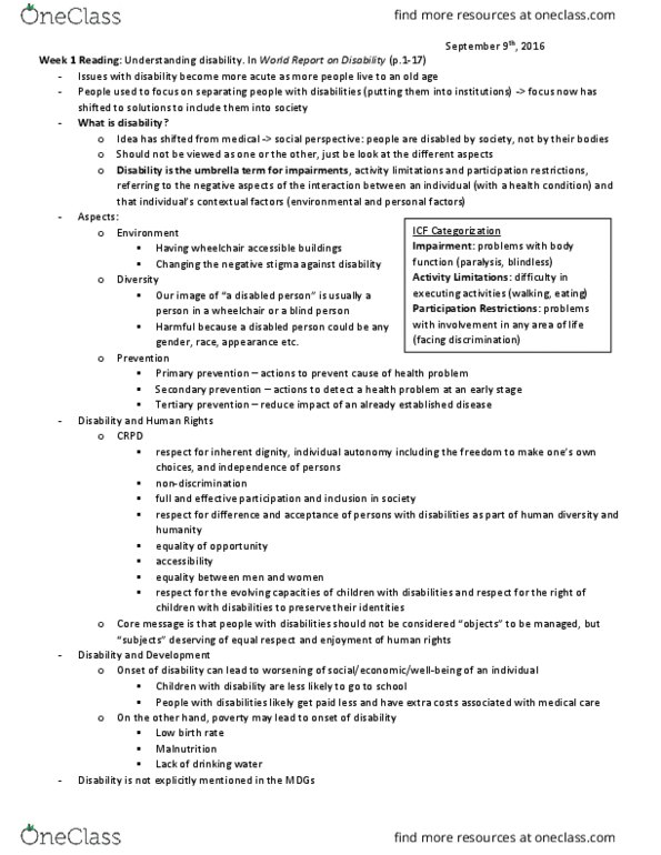 HSS 3103 Lecture Notes - Lecture 1: Dwarfism, Malnutrition thumbnail