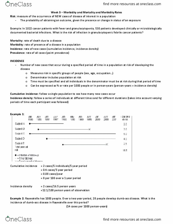 HSS 4303 Lecture Notes - Lecture 3: Relative Survival, Abvd, Disability-Adjusted Life Year thumbnail