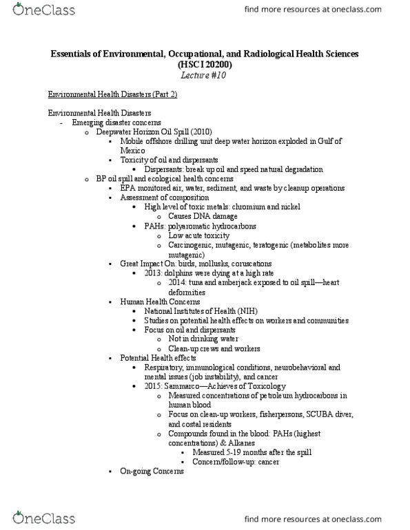 HSCI 20200 Lecture Notes - Lecture 10: Hypothalamus, Endocrine Disruptor, Apopka, Florida thumbnail