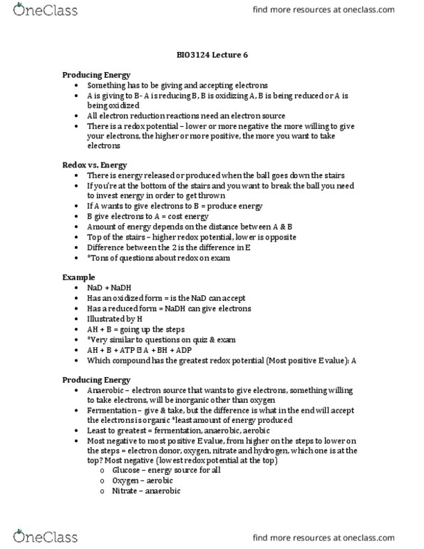 BIO 3124 Lecture Notes - Lecture 6: Facultative Anaerobic Organism, Acidophile, Psychrophile thumbnail