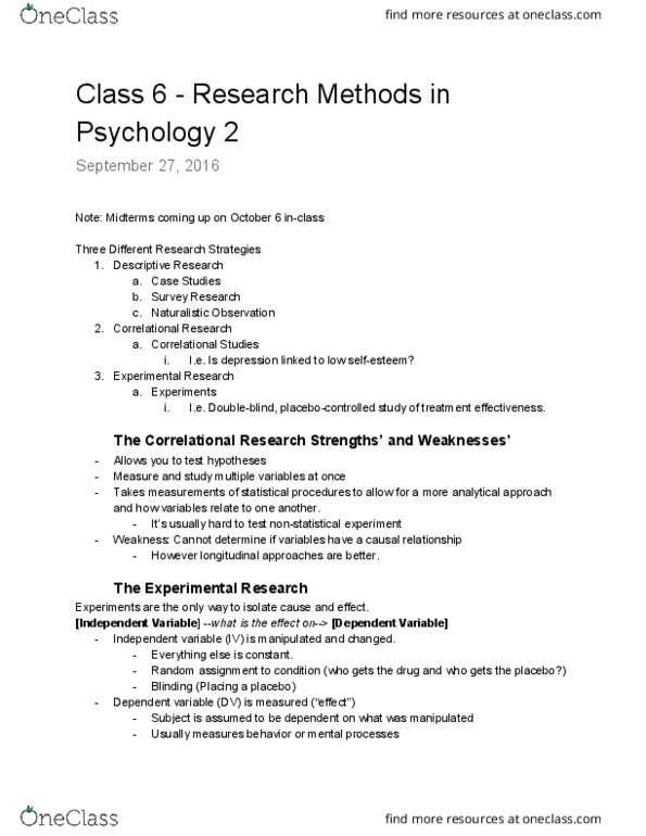 PSYC 102 Lecture Notes - Lecture 5: Eye Contact, Observer-Expectancy Effect, Statistical Significance thumbnail