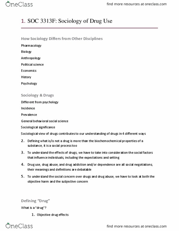 SOC 3313 Lecture Notes - Lecture 2: Drug Interaction thumbnail