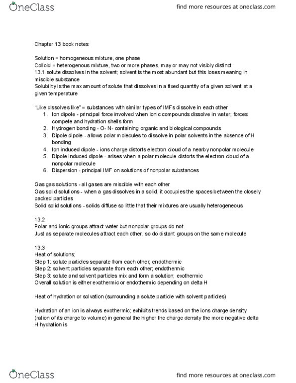 CHEM 1062 Chapter Notes - Chapter 13: Mole Fraction, Boiling-Point Elevation, Partial Pressure thumbnail