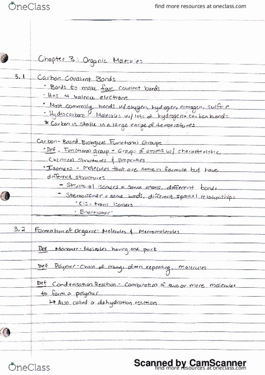 BIOL 1115 Chapter 3: Chapter 3 Reading Notes thumbnail