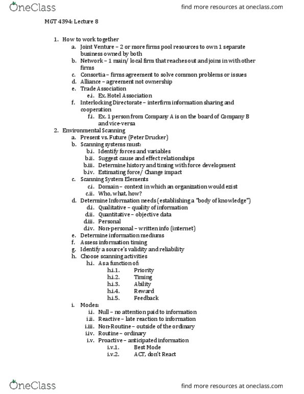 MGT 4394 Lecture Notes - Lecture 8: Intravenous Therapy, Peter Drucker thumbnail