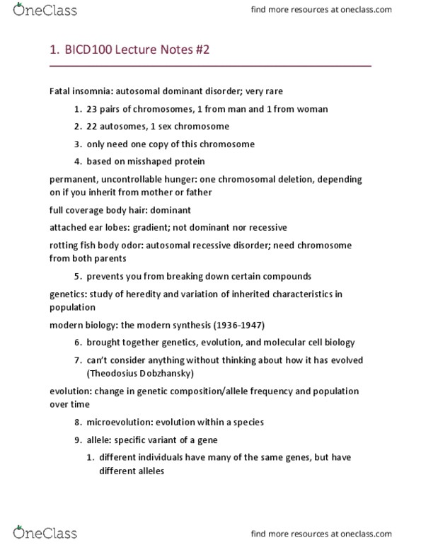 BICD 100 Lecture Notes - Lecture 2: Genetic Drift, Gene Flow, Sexual Selection thumbnail