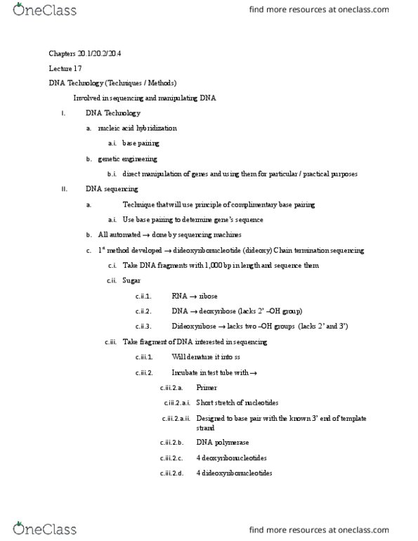 01:119:115 Lecture Notes - Lecture 17: Gene Expression, Intron, Reverse Transcriptase thumbnail