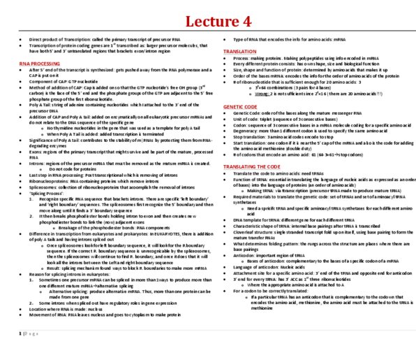 BIOA01H3 Lecture Notes - Lecture 4: Direct Product, Exon, Stop Codon thumbnail