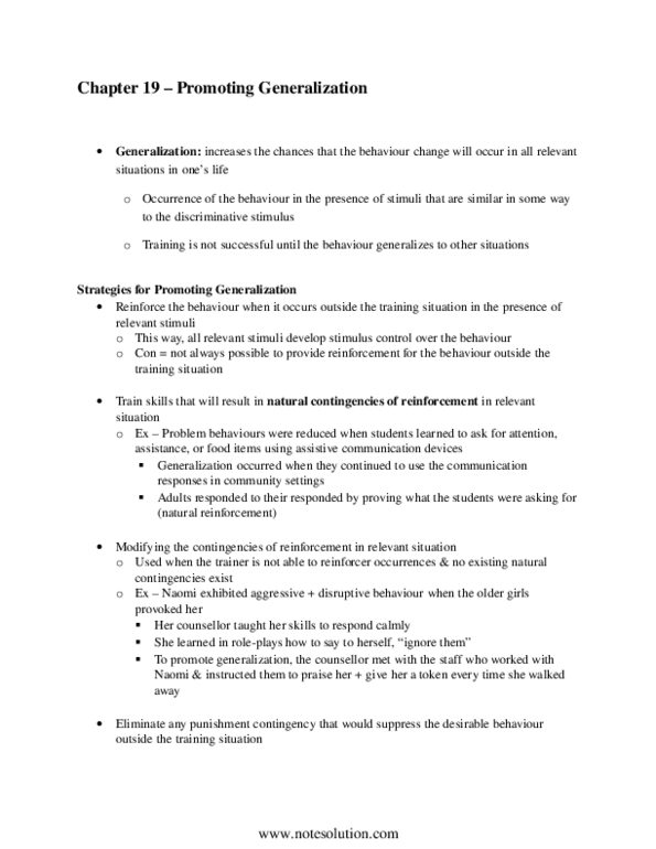 PSYB45H3 Chapter 19: Behaviour Modficiation - Chapter 19 Book Notes thumbnail