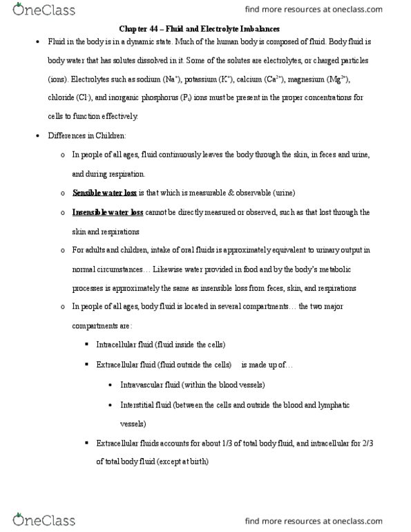 NURS 464 Lecture Notes - Lecture 5: Polydipsia, Atrioventricular Block, Intravenous Therapy thumbnail