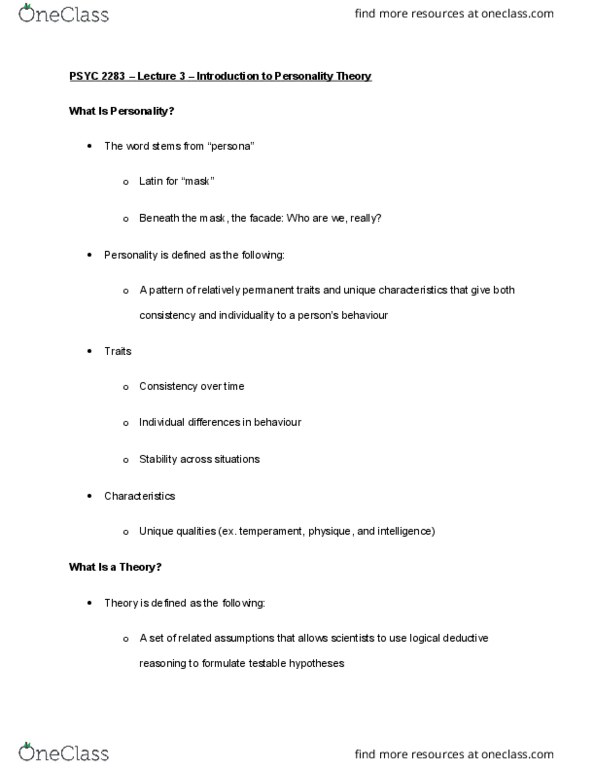 PSYC 2283 Lecture Notes - Lecture 3: Discriminant, Teleology, Pessimism thumbnail