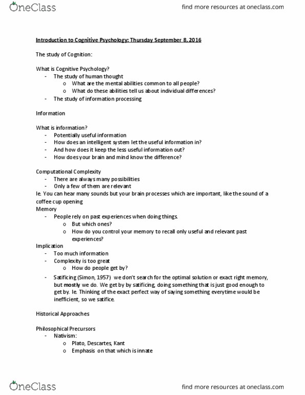 Psychology 2135A/B Lecture Notes - Lecture 1: Operant Conditioning, Colin Cherry, Donald Broadbent thumbnail