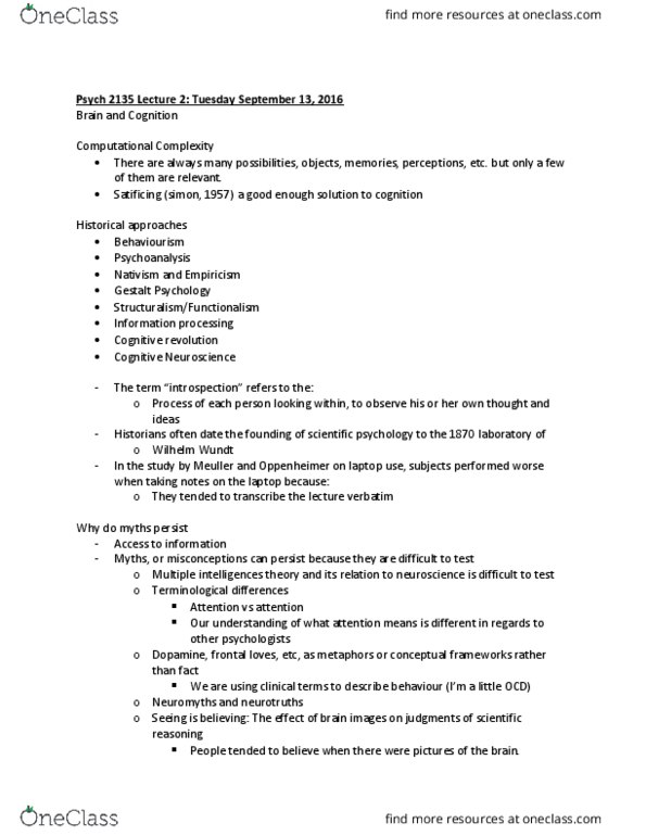 Psychology 2135A/B Lecture Notes - Lecture 2: Auditory Cortex, Inferior Temporal Gyrus, Pulse Oximetry thumbnail