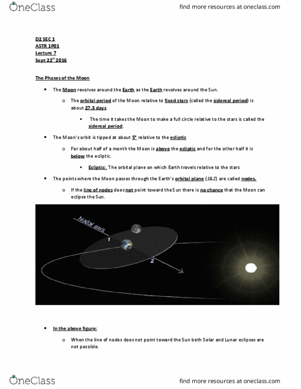 ASTR 1P01 Lecture Notes - Lecture 5: Orbital Period, Ecliptic, Full Moon thumbnail
