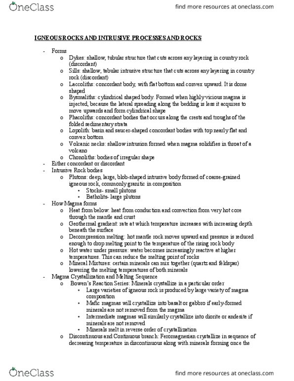 01:460:101 Lecture Notes - Lecture 3: Porphyritic, Partial Melting, Plagioclase thumbnail