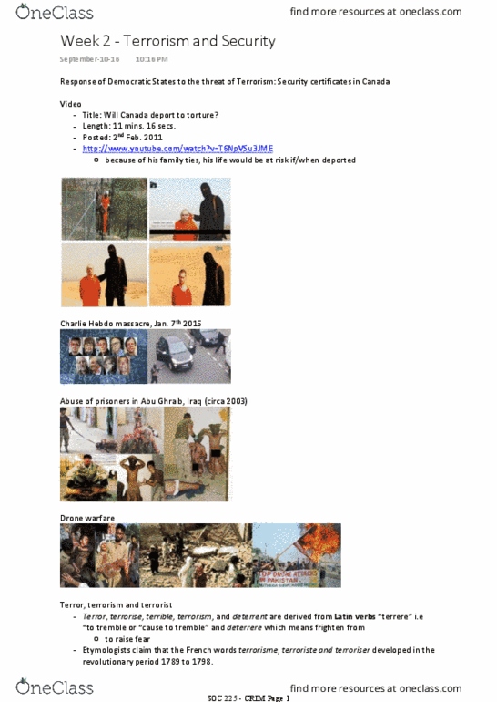 SOC225 Lecture Notes - Lecture 3: Adil Charkaoui, 2000 Millennium Attack Plots, Hassan Almrei thumbnail