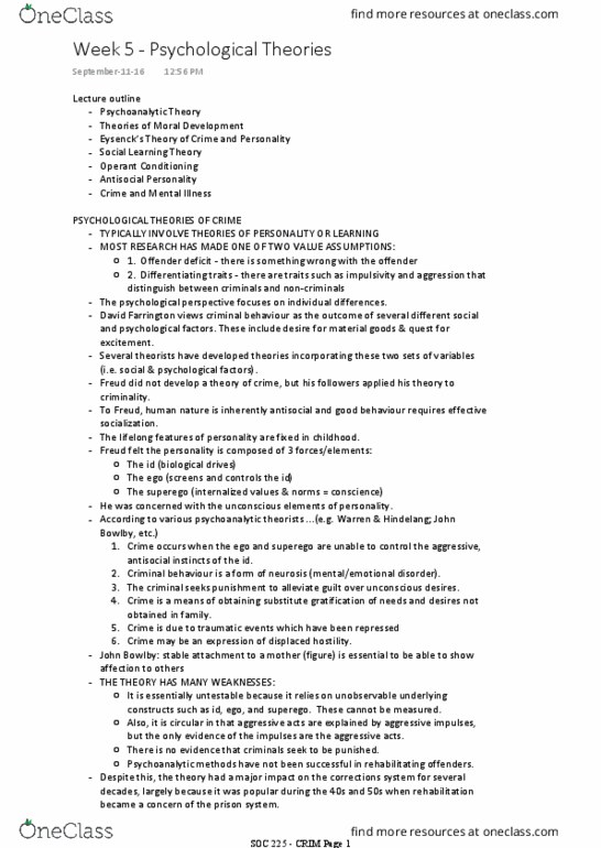 SOC225 Lecture Notes - Lecture 6: Psychopathy Checklist, Clifford Olson, Methamphetamine thumbnail