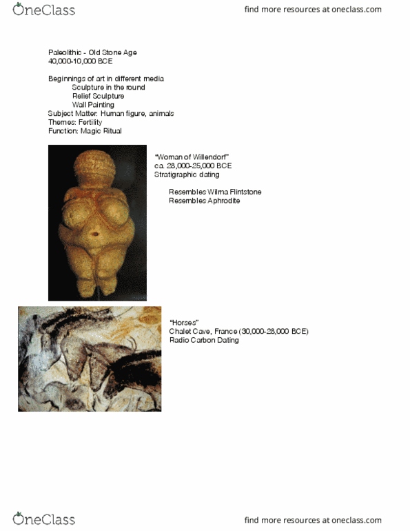 01:082:105 Lecture Notes - Lecture 2: Pech Merle, Wilma Flintstone, Paleolithic thumbnail