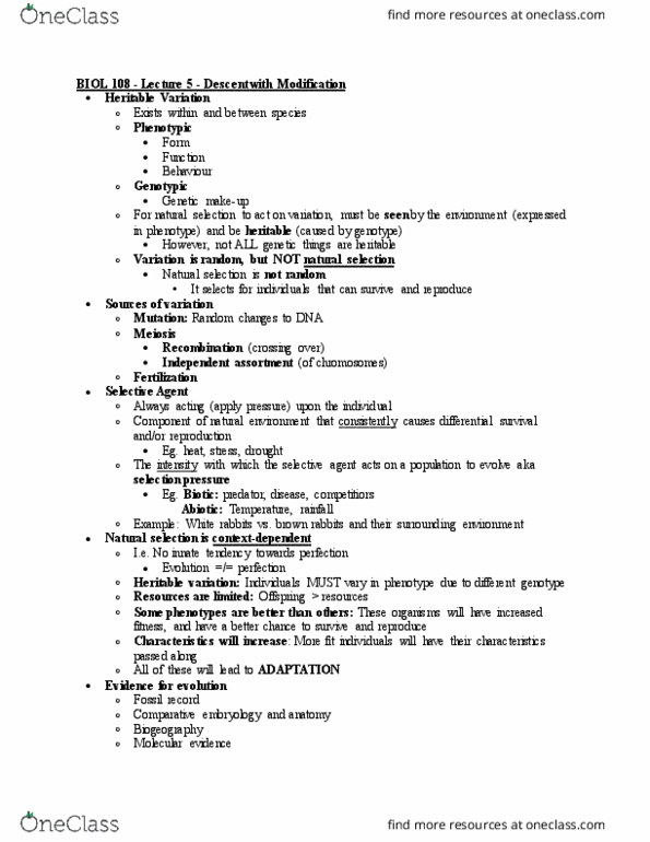 BIOL108 Lecture Notes - Lecture 5: Pesticide, Antimicrobial Resistance, Selective Breeding thumbnail