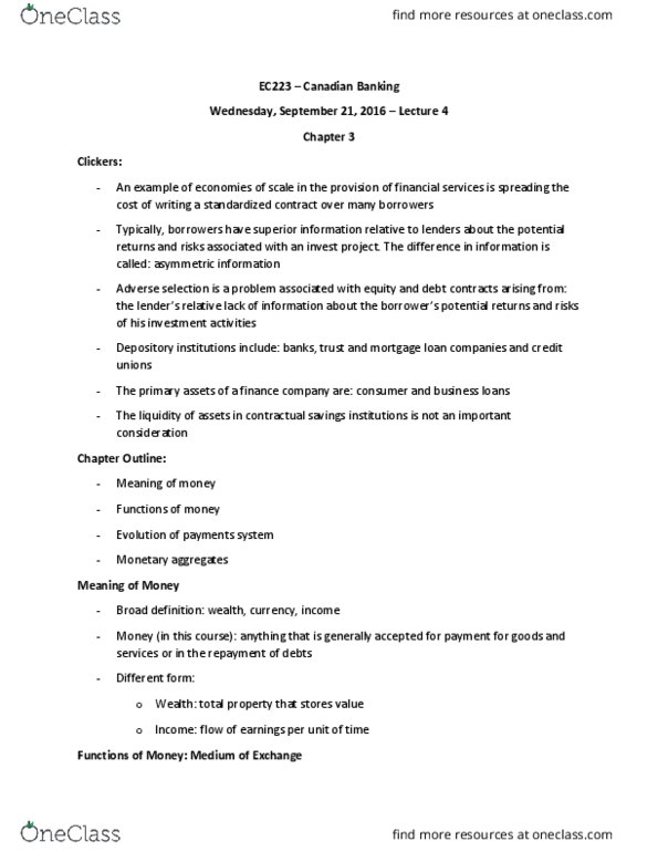 EC223 Lecture Notes - Lecture 4: Mortgage Loan, Barter, Investment Fund thumbnail