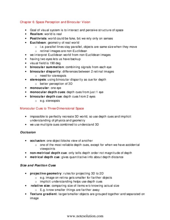 PSYB51H3 Chapter Notes - Chapter 6: Stereopsis thumbnail