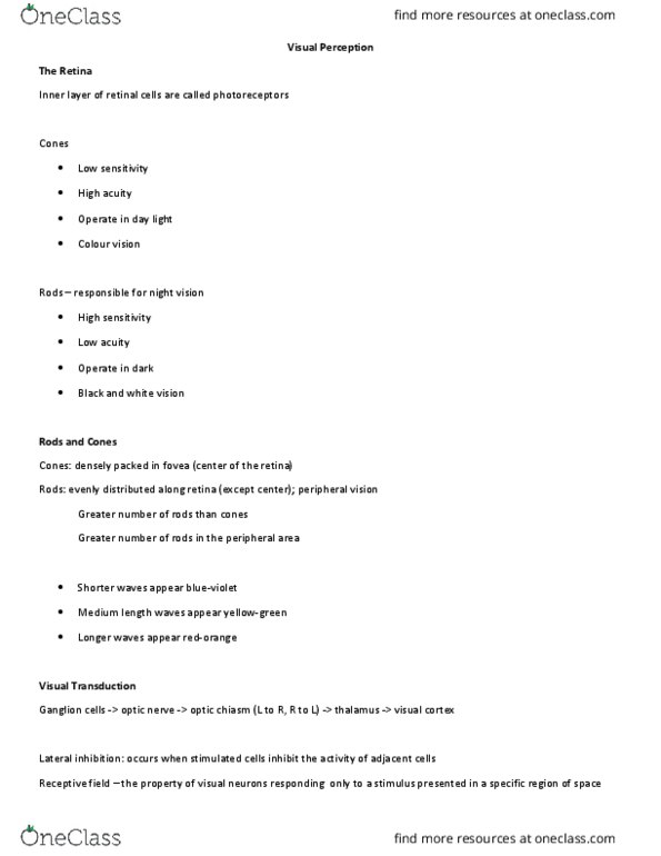 Psychology 2135A/B Lecture Notes - Lecture 4: Gestalt Psychology, Subjective Constancy, Two-Streams Hypothesis thumbnail