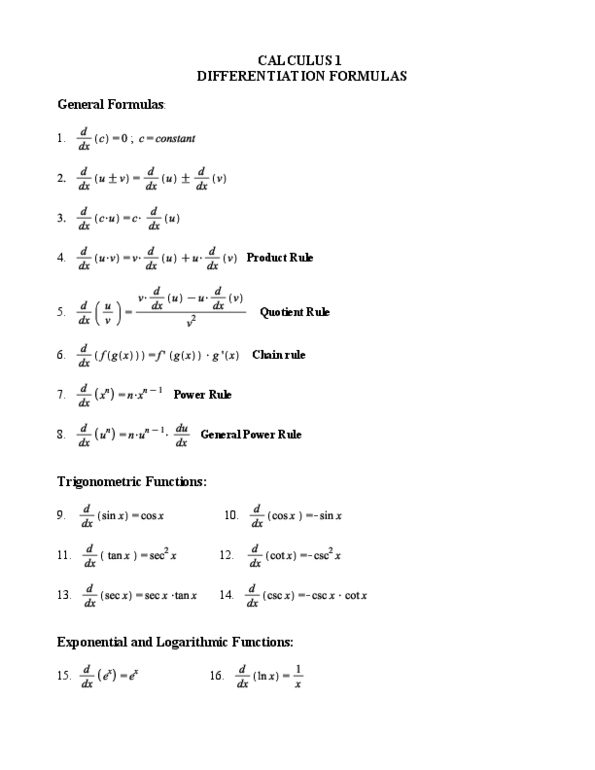 MATH 1501 Lecture Notes - Chain Rule, Trigonometric Functions, Product Rule thumbnail