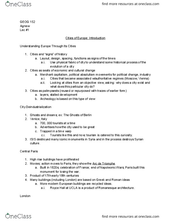 GEOG 152 Lecture Notes - Lecture 1: Eurocentrism, Manueline, Global City thumbnail