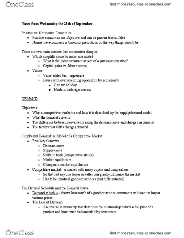 ECON 1 Lecture Notes - Lecture 2: Starbucks, Comparative Statics, Demand Curve thumbnail