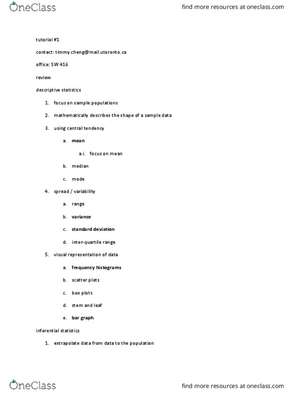 PSYC08H3 Lecture Notes - Lecture 1: Interquartile Range, Statistical Inference, Null Hypothesis thumbnail