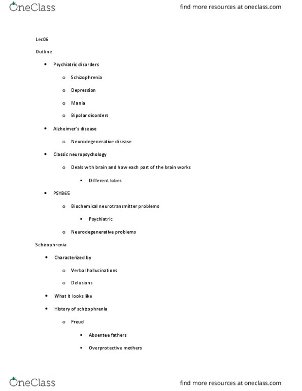 PSYB65H3 Lecture Notes - Lecture 6: Antihypertensive Drug, Neurodegeneration, Frontal Lobe thumbnail