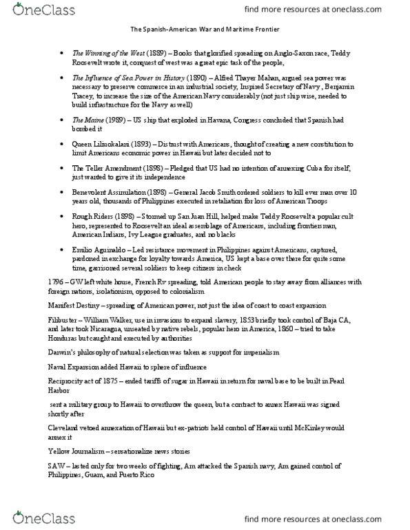 HISTORY 102 Lecture Notes - Lecture 6: Emilio Aguinaldo, Teller Amendment thumbnail