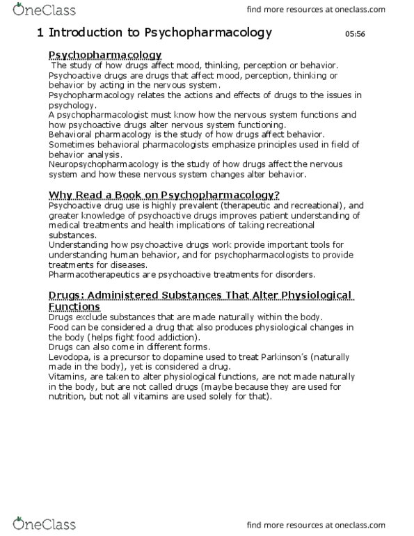 PSYC62H3 Lecture Notes - Lecture 1: Psychoactive Drug, Pharmacogenetics, Substance Abuse thumbnail