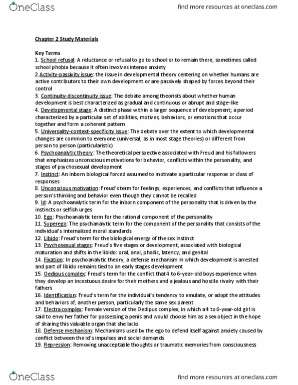 PSY 220 Lecture Notes - Lecture 8: Social Learning Theory, Phallic Stage, Genital Stage thumbnail