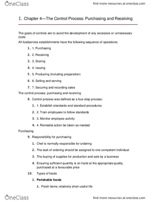 HTM 2030 Chapter Notes - Chapter 4: Purchase Order, Foodservice, Barcode thumbnail