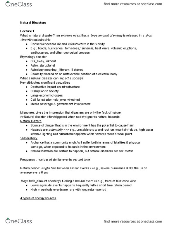 ERTH 2415 Lecture 6: Natural Disasters lecture 1 to 6 thumbnail