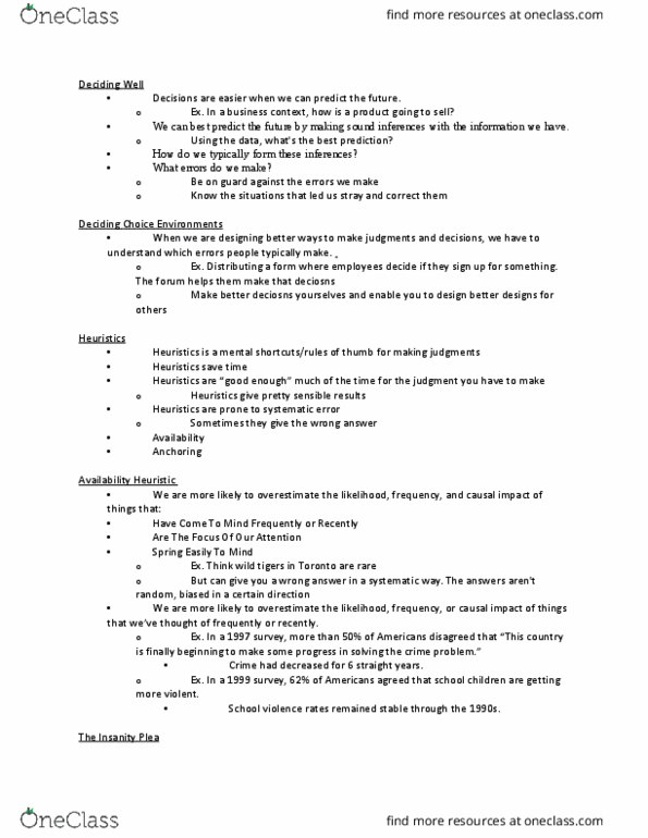 PSYB10H3 Lecture Notes - Lecture 3: Availability Heuristic, Observational Error, Mazique Archeological Site thumbnail